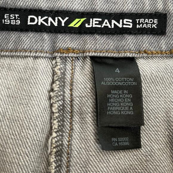 DKNY Urban Aviator Gray Denim Jean Mini Skirt 100% Cotton Back Pockets NWT 4 - Picture 3 of 12